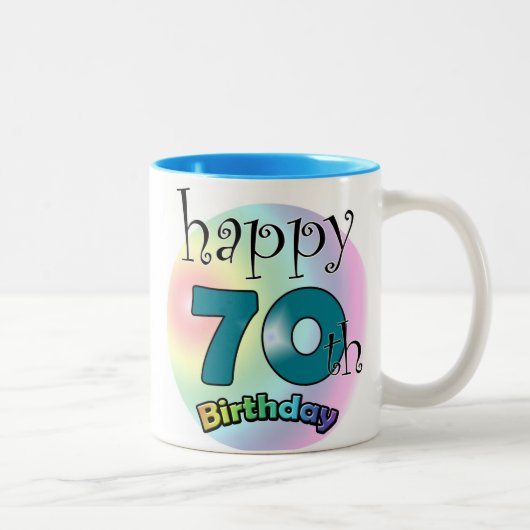 Happy 70th Birthday Tweekleurige Koffiemok (Rechts)