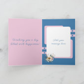 Happy 70th Birthday voeg naam bloemenblauw toe Kaart (Binnen)