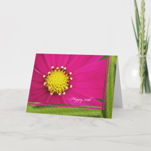 Happy 70th Birthday Wenskaart — Roze Kosmos Kaart (Voorkant)