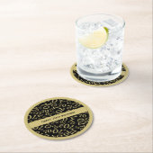 "Happy 70th Birthday" Wit/Goud Getal Patroon Ronde Kartonnen Onderzetter (Insitu)