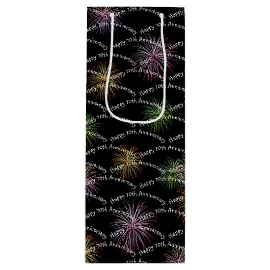 Happy 70th Jubileum Fireworks Wine Gift Bag Wijn Cadeautas (Voorkant)