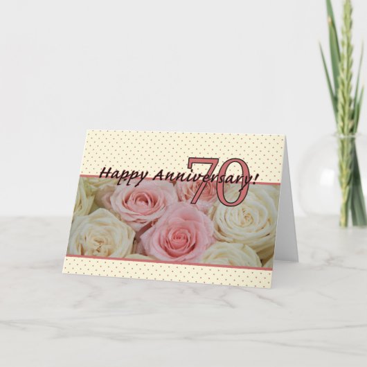 Happy 70th Jubileum rozen Kaart (Voorkant)