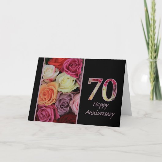 Happy 70th Jubileum rozen Kaart (Voorkant)