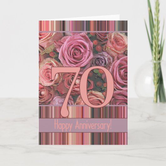 Happy 70th Jubileum rozen Kaart (Voorkant)