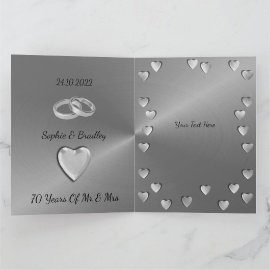 Happy 70th Wedding Jubileum Kaart mama en papa (Binnen)