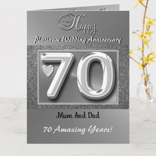 Happy 70th Wedding Jubileum Kaart mama en papa (Gele Bloem)