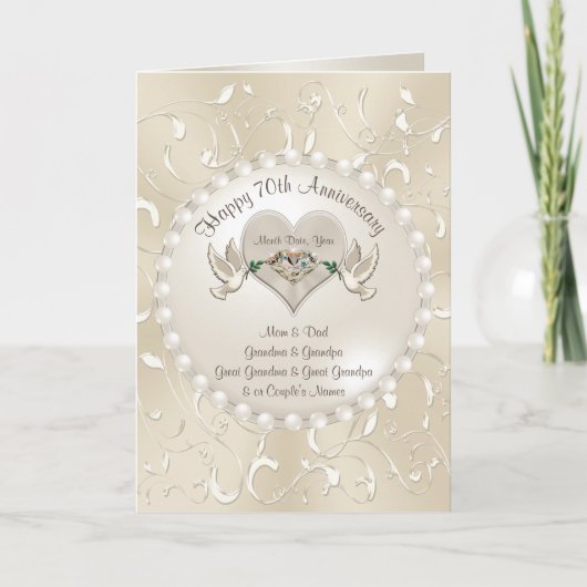 Happy 70th Wedding Jubileum Kaarten voor Ouders (Voorkant)