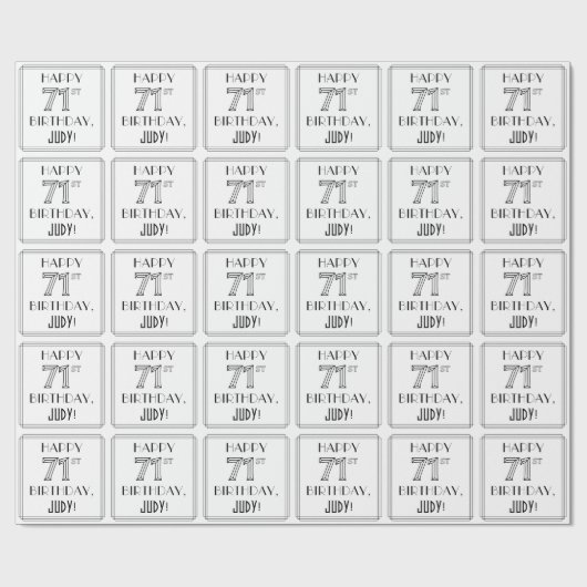 HAPPY 71ST BIRTHDAY; Art Deco Style; aangepaste na Cadeaupapier (Vlak)
