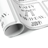 HAPPY 71ST BIRTHDAY; Art Deco Style; aangepaste na Cadeaupapier (Rol Hoek)