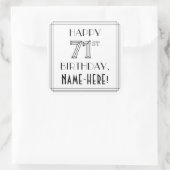 HAPPY 71ST BIRTHDAY, Art Deco Style, aangepaste na Vierkante Sticker (Tas)