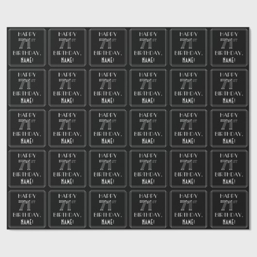 HAPPY 71ST BIRTHDAY; Art Deco Style met aangepaste Cadeaupapier (Vlak)