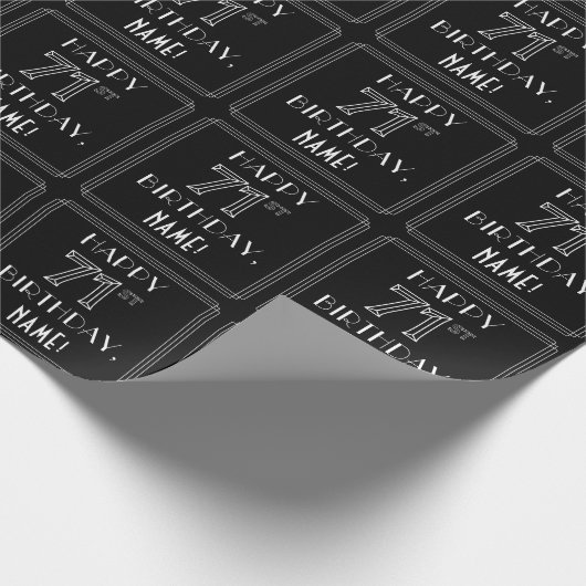 HAPPY 71ST BIRTHDAY; Art Deco Style met aangepaste Cadeaupapier (Hoek)