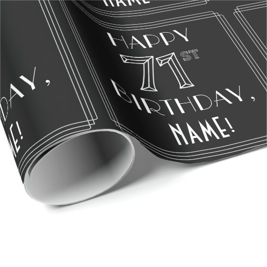 HAPPY 71ST BIRTHDAY; Art Deco Style met aangepaste Cadeaupapier (Rol Hoek)