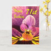 Happy 71st Birthday Flower Pansy Kaart (Gele Bloem)