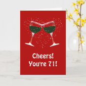 Happy 71st Birthday Funny Wine Kaart (Gele Bloem)