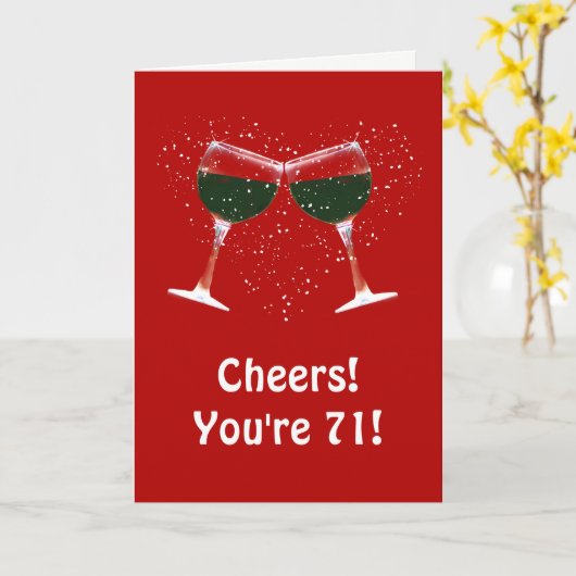 Happy 71st Birthday Funny Wine Kaart (Gele Bloem)