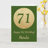 Happy 71st Birthday Green en Gold Glitter Kaart (Gele Bloem)