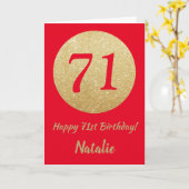 Happy 71st Birthday Red en Gold Glitter Card Kaart (Gele Bloem)