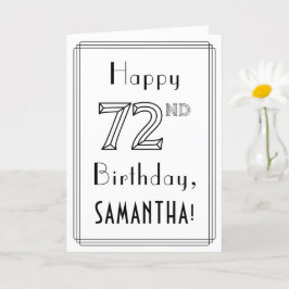 Happy 72e verjaardag, Art Deco Style met aangepast Kaart