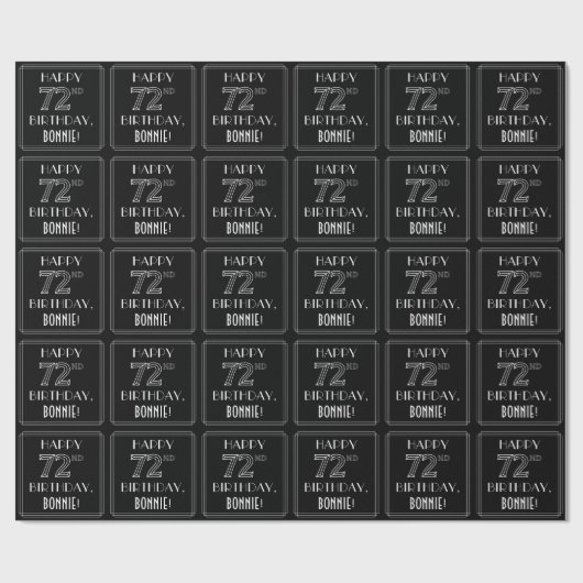 HAPPY 72ND BIRTHDAY; Art Deco Style met aangepaste Cadeaupapier (Vlak)