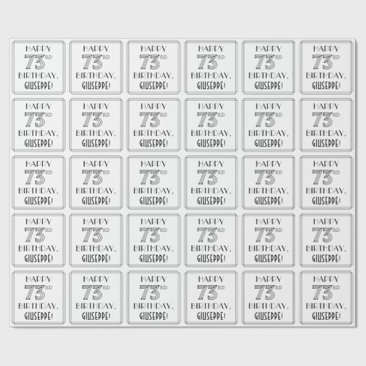 HAPPY 73RD BIRTHDAY; Art Deco Style; aangepaste na Cadeaupapier (Vlak)