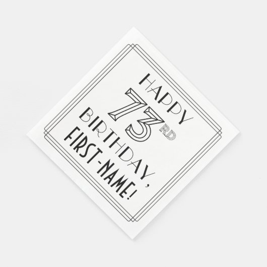 HAPPY 73RD BIRTHDAY; Art Deco Style; aangepaste na Servet (Hoek)