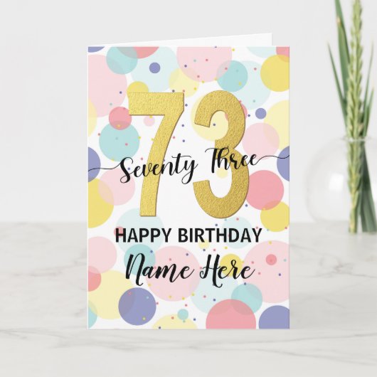 Happy 73rd Birthday Pastel Rainbow Gold Woman Kaart (Voorkant)