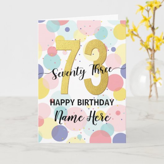 Happy 73rd Birthday Pastel Rainbow Gold Woman Kaart (Gele Bloem)
