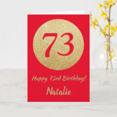 Happy 73rd Birthday Red en Gold Glitter Kaart (Gele Bloem)