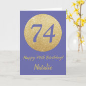 Happy 74th Birthday en Gold Glitter Kaart (Gele Bloem)