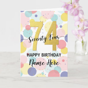 Happy 74th Birthday Pastel Rainbow Gold Woman Kaart