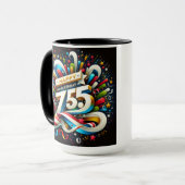 Happy 75th Birthday 2025 Mok, Confetti Celebration Mok (Voorkant links)