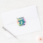 Happy 75th Birthday (blauw) Vierkante Sticker (Envelop)