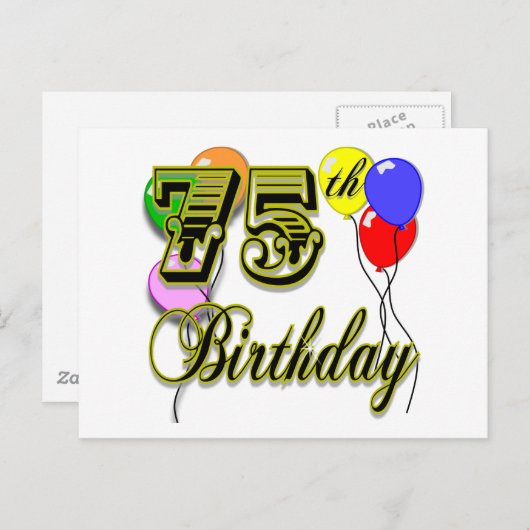 Happy 75th Birthday Celebration Briefkaart (Voorkant / Achterkant)