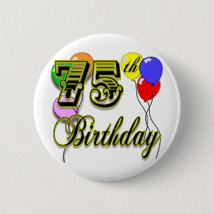 Happy 75th Birthday Celebration Ronde Button 5,7 Cm