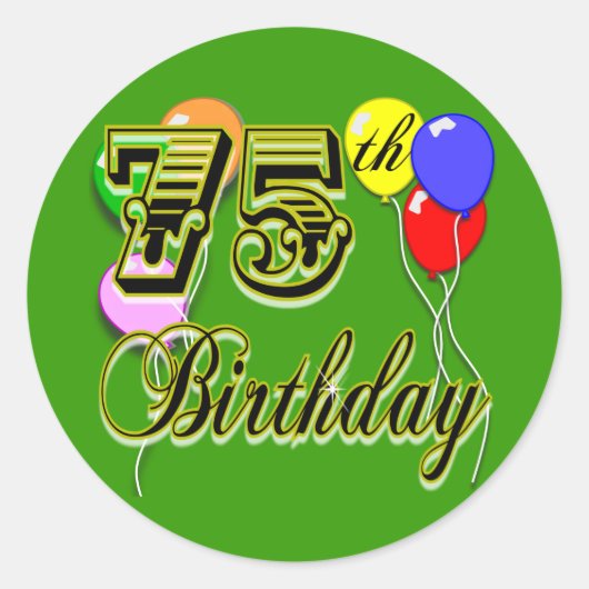 Happy 75th Birthday Celebration Ronde Sticker (Voorkant)
