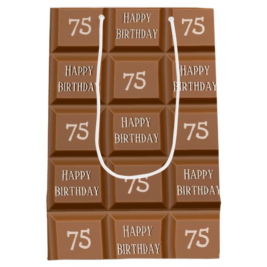 Happy 75th Birthday Chocolate Snoep Bar Medium Cadeauzakje (Achterkant)