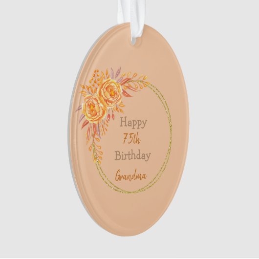 Happy 75th Birthday Grandma Gold Geometric Lijst Ornament (voorkant)