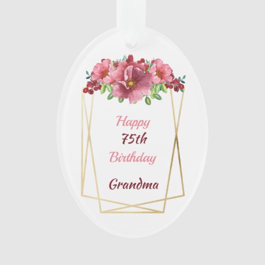 Happy 75th Birthday Grandma Gold Geometric Lijst Ornament (voorkant)