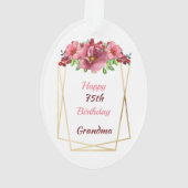 Happy 75th Birthday Grandma Gold Geometric Lijst Ornament (achterkant)