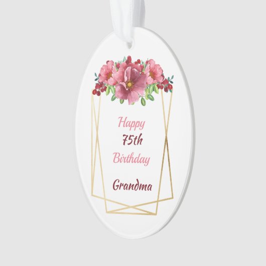 Happy 75th Birthday Grandma Gold Geometric Lijst Ornament (voorkant)