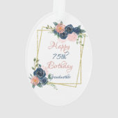 Happy 75th Birthday Grandma Gold Geometric Lijst Ornament (achterkant)
