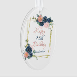 Happy 75th Birthday Grandma Gold Geometric Lijst Ornament