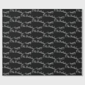 Happy 75th Birthday in zwart Cadeaupapier (Vlak)