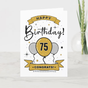 Happy 75th Birthday Kaart in goud