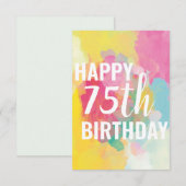 Happy 75th Birthday Kaart ("Waterverf gradiënten") (Voorkant / Achterkant)