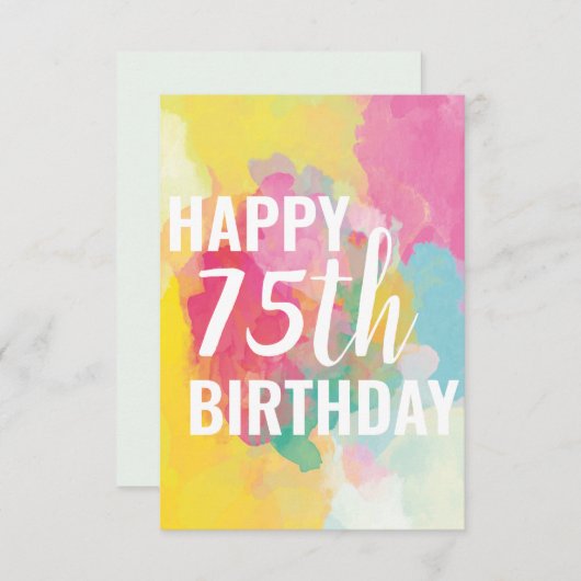 Happy 75th Birthday Kaart ("Waterverf gradiënten") (Voorkant / Achterkant)