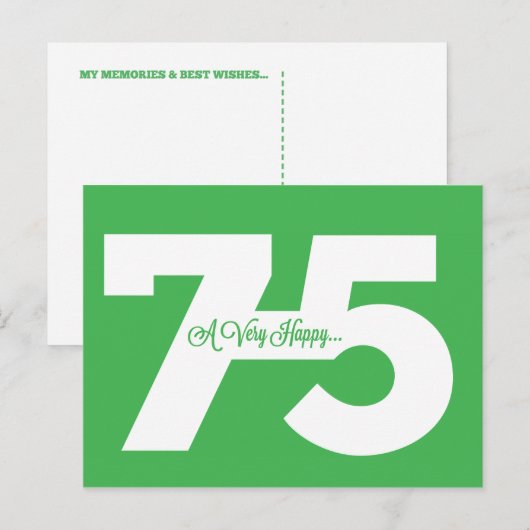 Happy 75th Birthday Milestone Briefkaarten - in gr (Voorkant / Achterkant)