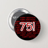 Happy 75th Birthday Ronde Button 5,7 Cm (Voorkant /achterkant)