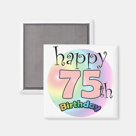 Happy 75th Birthday (roze) Magneet (Voorkant / Achterkant)
